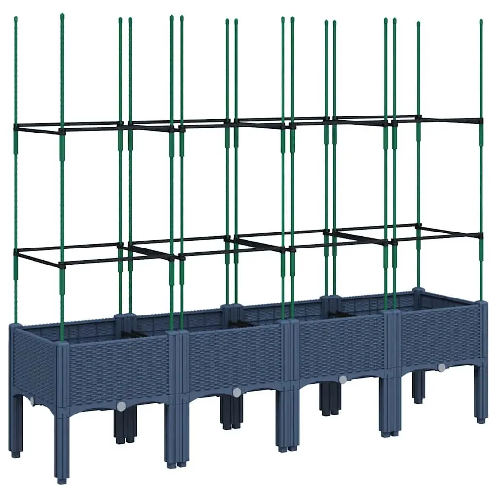 Garden Planter Trellis Support for Climbing Plants 160 x 40 x 142.5 cm Grey