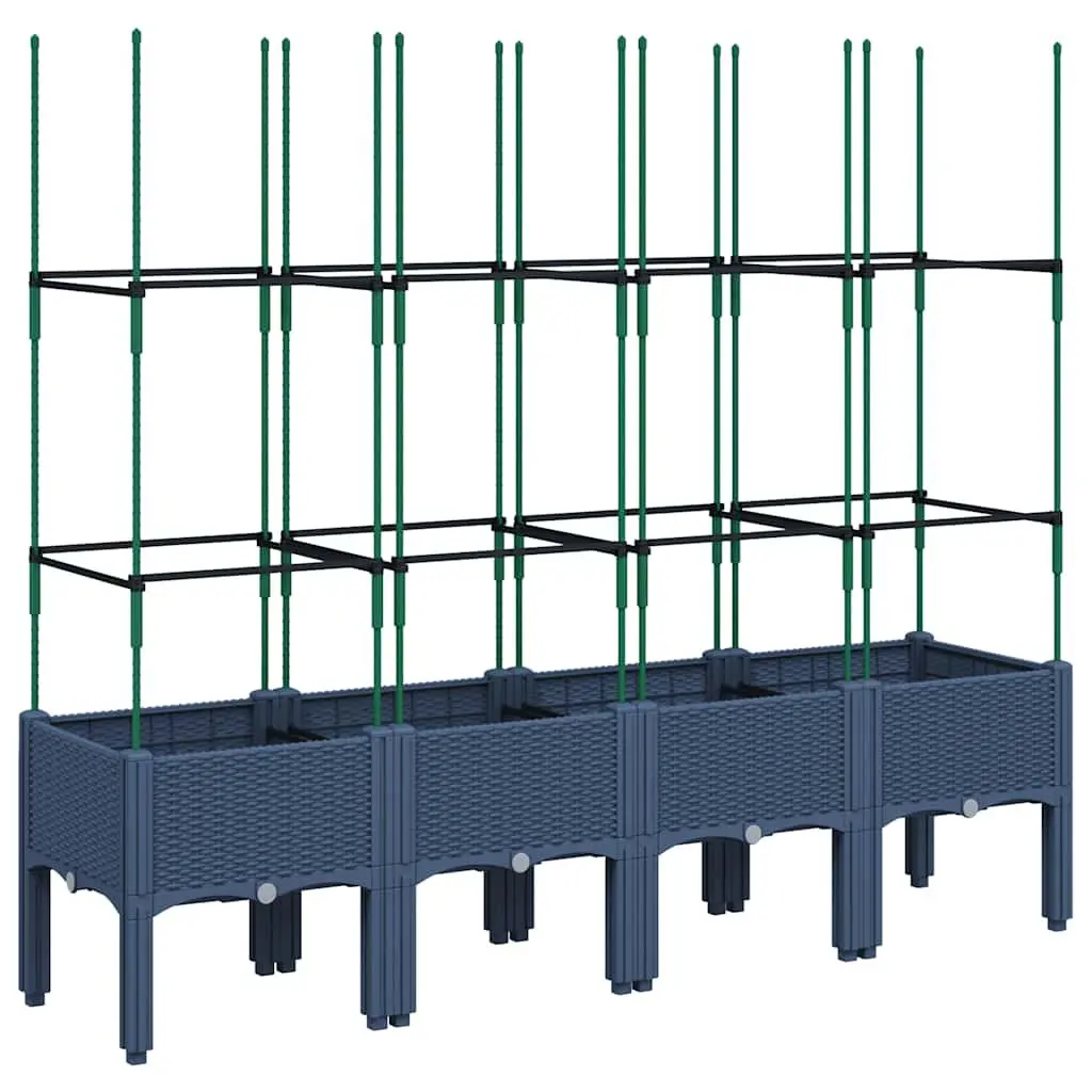 Garden Planter Trellis Support for Climbing Plants 160 x 40 x 142.5 cm Grey