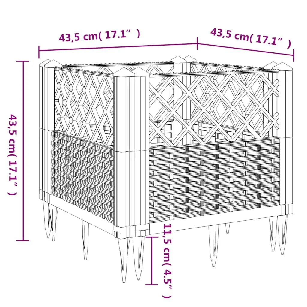 Garden Planter Box Raised Bed Modular Design Polypropylene 43.5cm Grey Outdoor