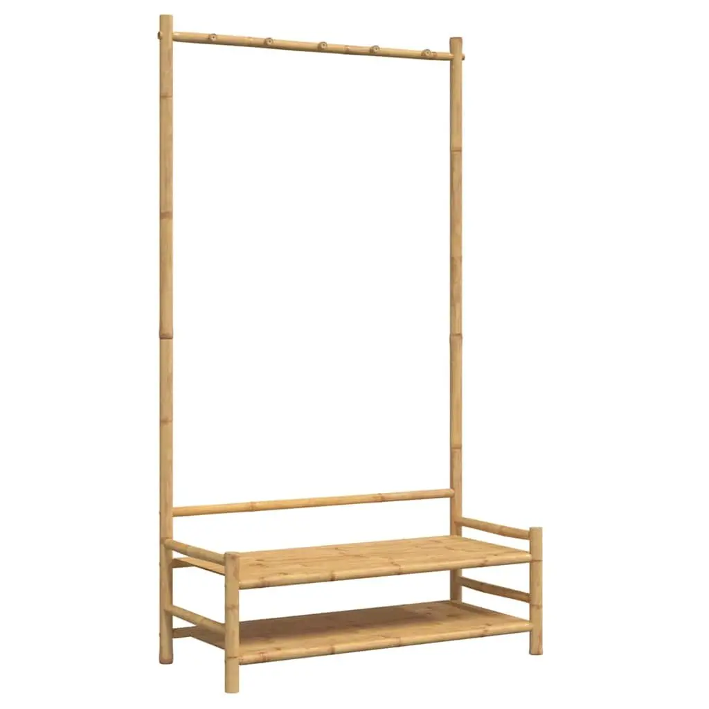 Bamboo Clothes Rack Garment Stand Storage with Shelves 183cm Brown