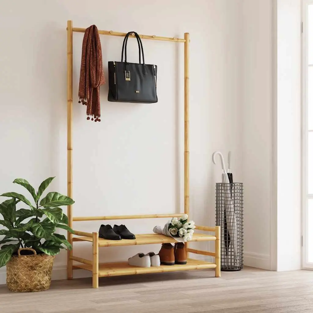 Bamboo Clothes Rack Garment Stand Storage with Shelves 183cm Brown