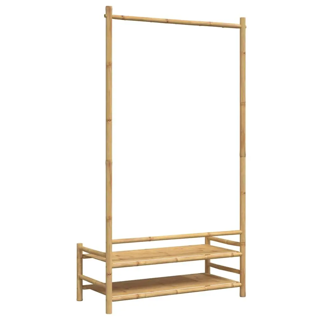 Bamboo Clothes Rack Garment Stand Storage with Shelves 183cm Brown