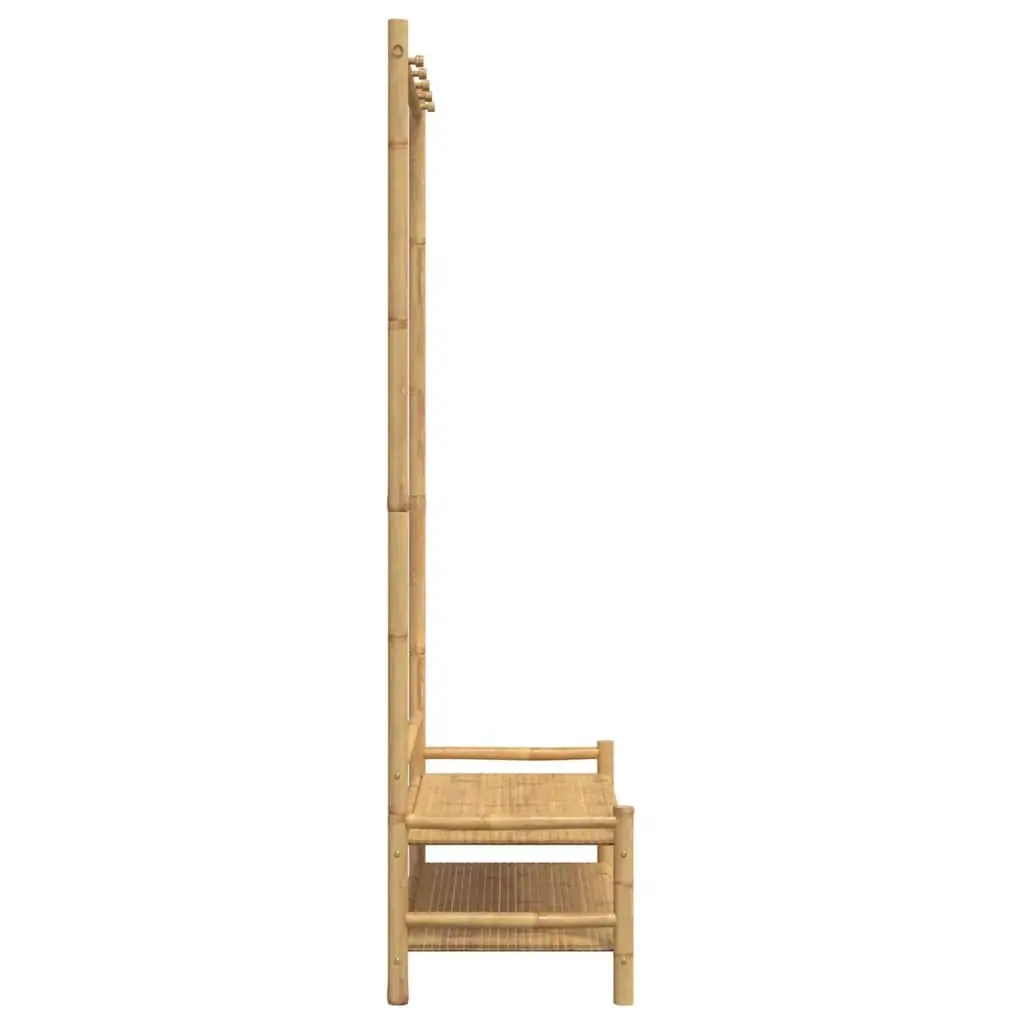 Bamboo Clothes Rack Garment Stand Storage with Shelves 183cm Brown
