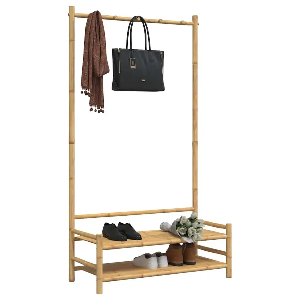 Bamboo Clothes Rack Garment Stand Storage with Shelves 183cm Brown