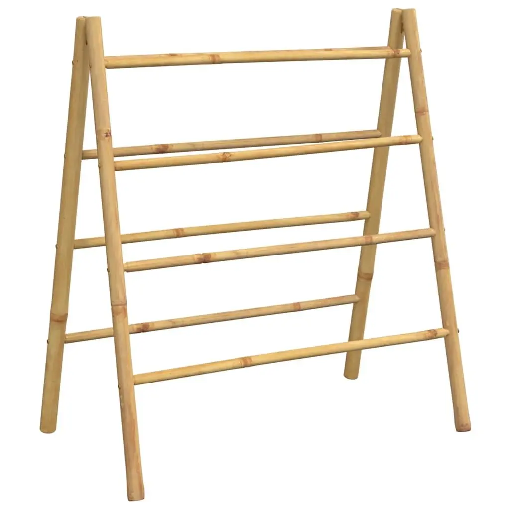 Double Towel Ladder Bamboo Bathroom Storage Rack 4 Rungs Brown