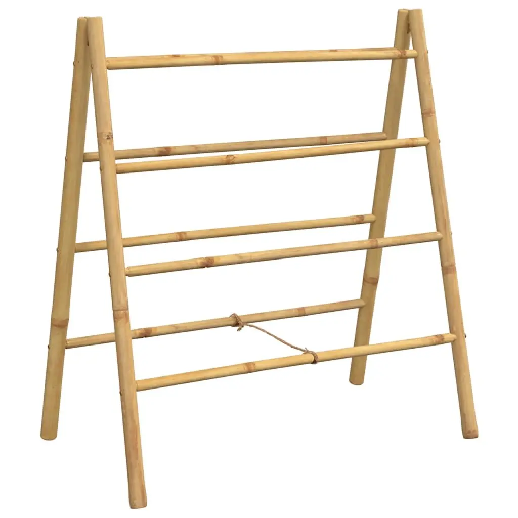 Double Towel Ladder Bamboo Bathroom Storage Rack 4 Rungs Brown