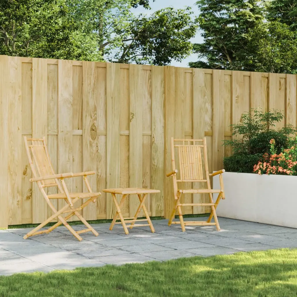 Folding Garden Chairs Outdoor Seating 2 Piece Brown Bamboo with Armrests and Backrest