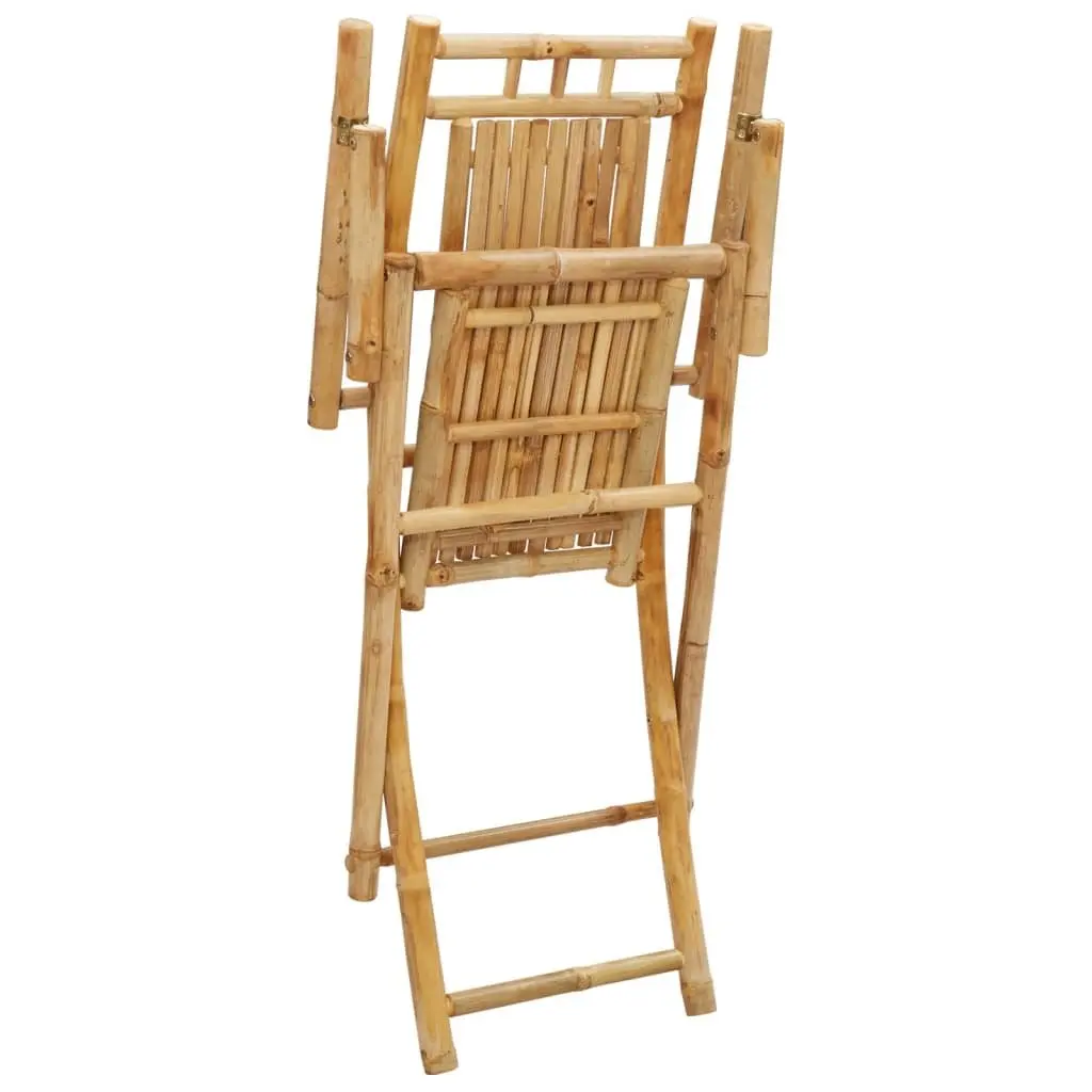 Folding Garden Chairs Outdoor Seating 2 Piece Brown Bamboo with Armrests and Backrest
