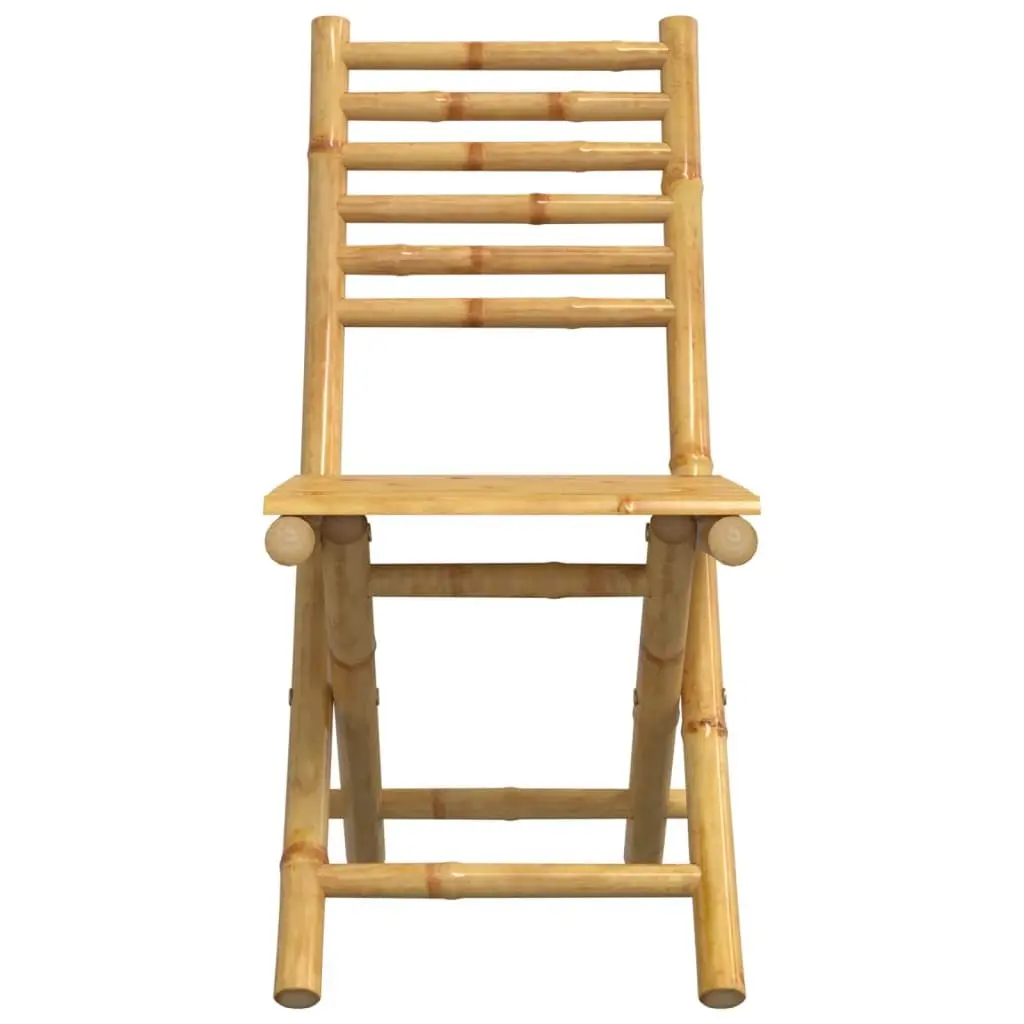 Bamboo Folding Garden Chairs Set of 2 Brown Outdoor Patio Dining Seating