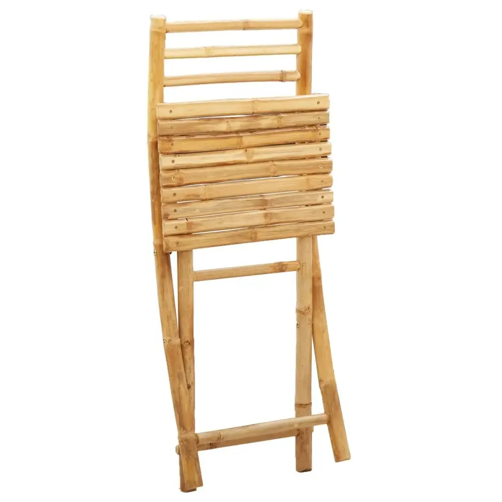 Bamboo Folding Garden Chairs Set of 2 Brown Outdoor Patio Dining Seating