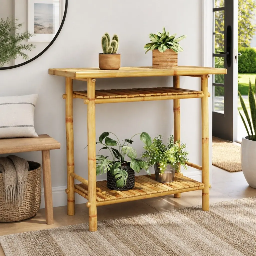 Brown Bamboo Console Table