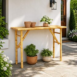 Versatile Brown Bamboo Console Table 115x39x75cm