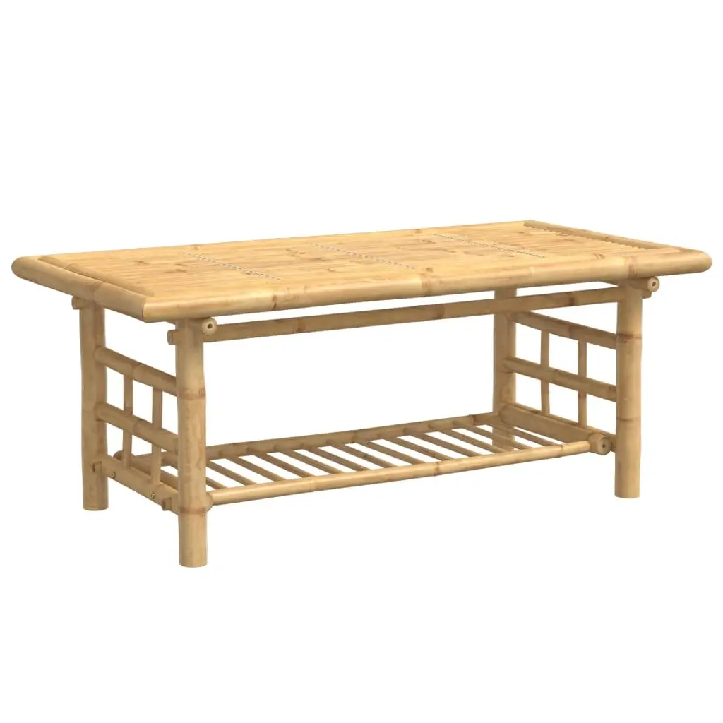Bamboo Coffee Table Living Room Storage 110x55x45 cm Brown