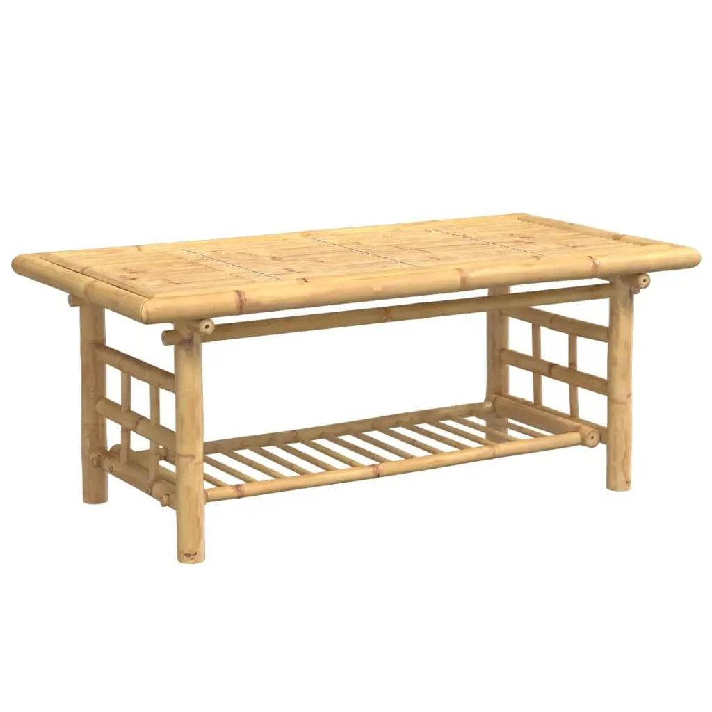 Bamboo Coffee Table Living Room Storage 110x55x45 cm Brown