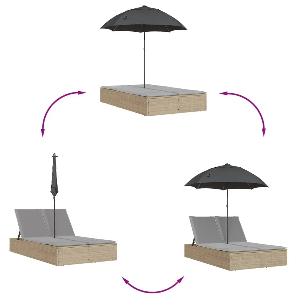 Double Sun Lounger in Beige