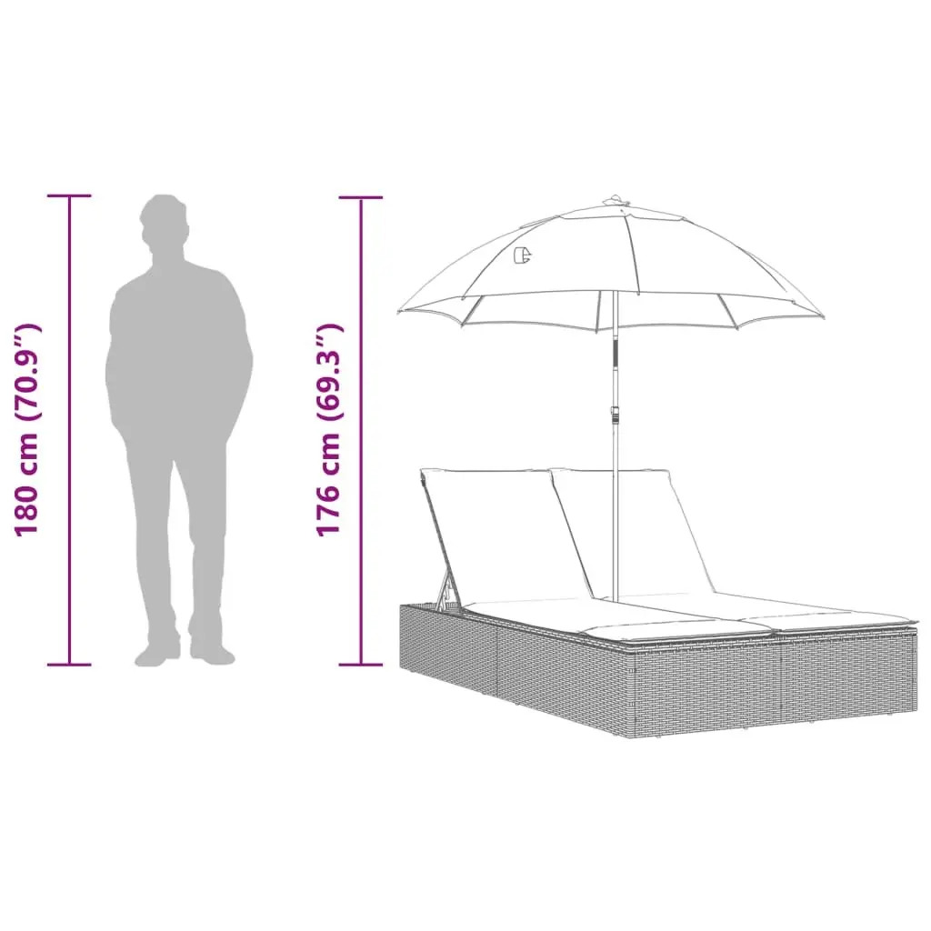 Double Sun Lounger in Beige