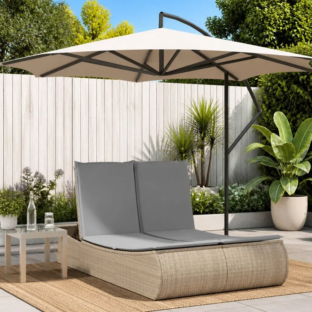 Double Sun Lounger Outdoor Garden Furniture Adjustable Beige