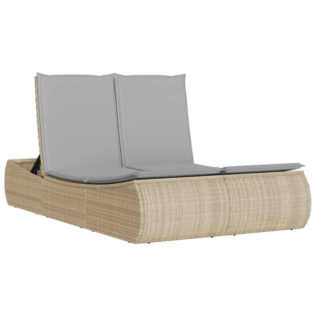 Double Sun Lounger Outdoor Garden Furniture Adjustable Beige