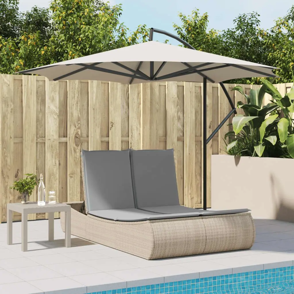 Double Sun Lounger Outdoor Garden Furniture Adjustable Beige