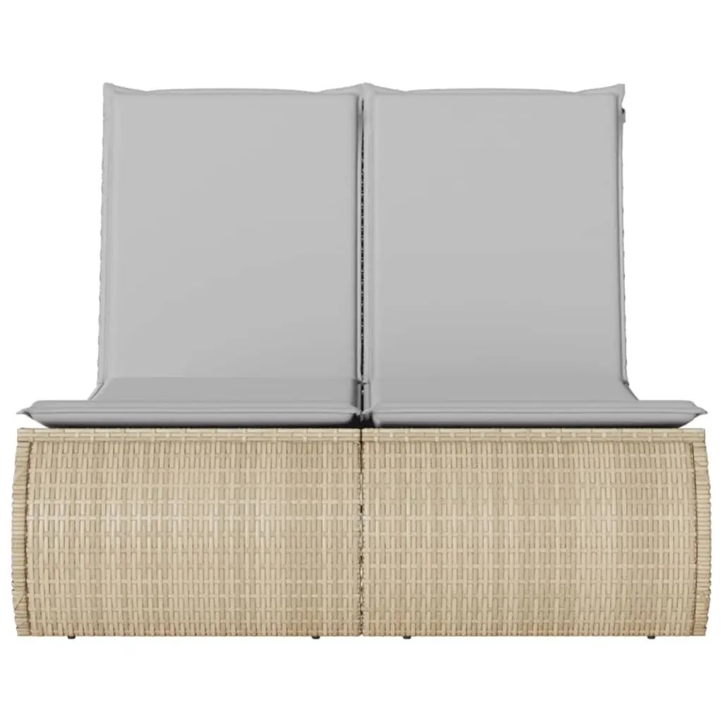 Double Sun Lounger Outdoor Garden Furniture Adjustable Beige
