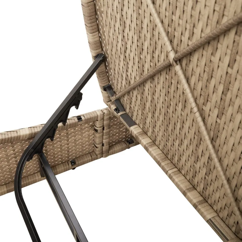 Double Sun Lounger Outdoor Garden Furniture Adjustable Beige