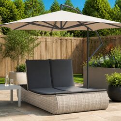 Double Sun Lounger with Washable Cushions and Adjustable Backrest