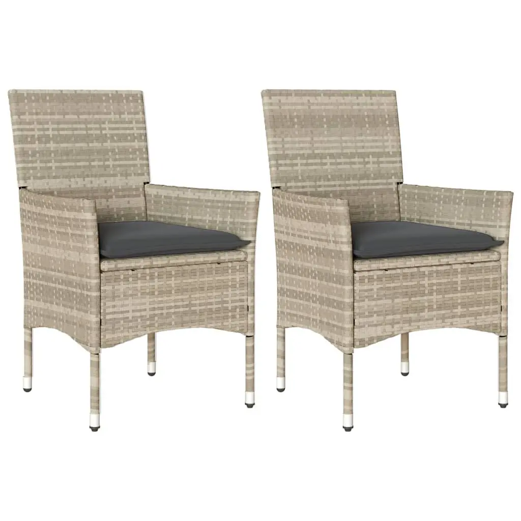 Outdoor Garden Chairs 2 pcs Grey Poly Rattan Patio Seating
