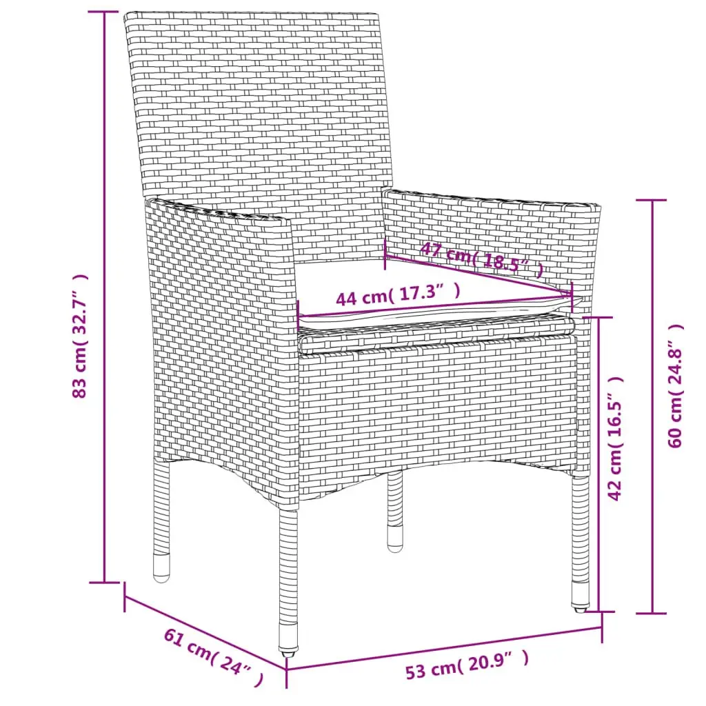 Outdoor Garden Chairs 2 pcs Grey Poly Rattan Patio Seating