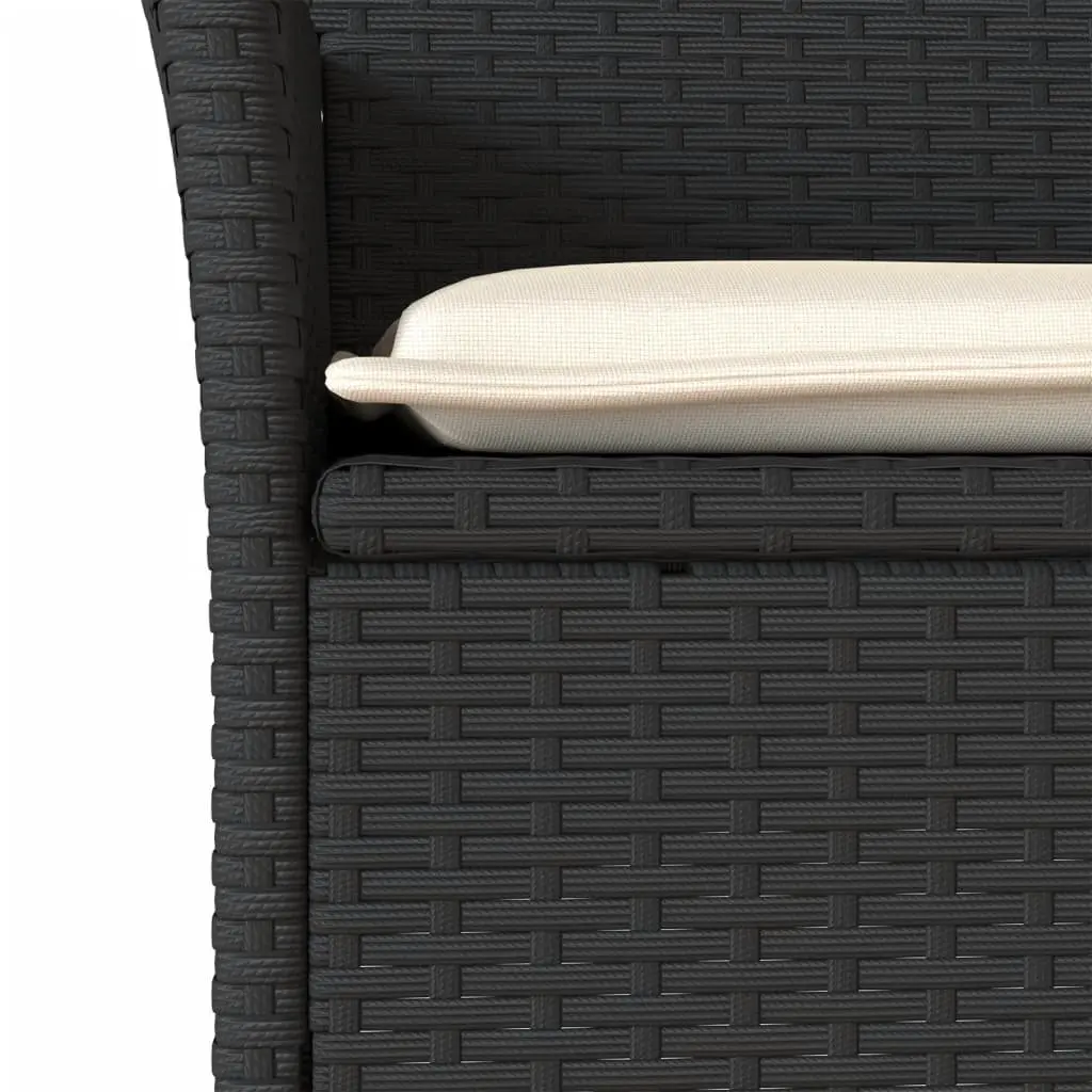 Outdoor Garden Chairs 2 pcs Black Cushioned Poly Rattan Patio Seating