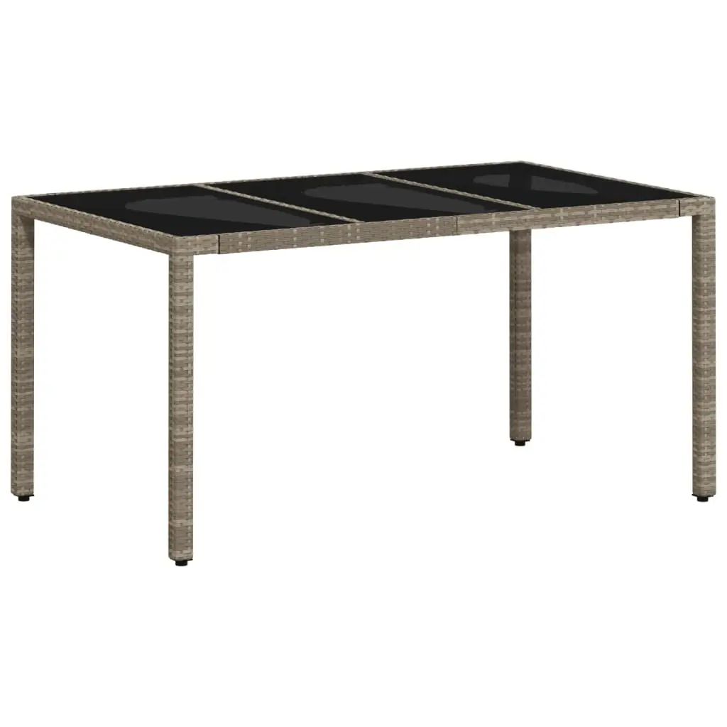 Garden Table Outdoor Dining 150cm x 90cm Grey Tempered Glass Top