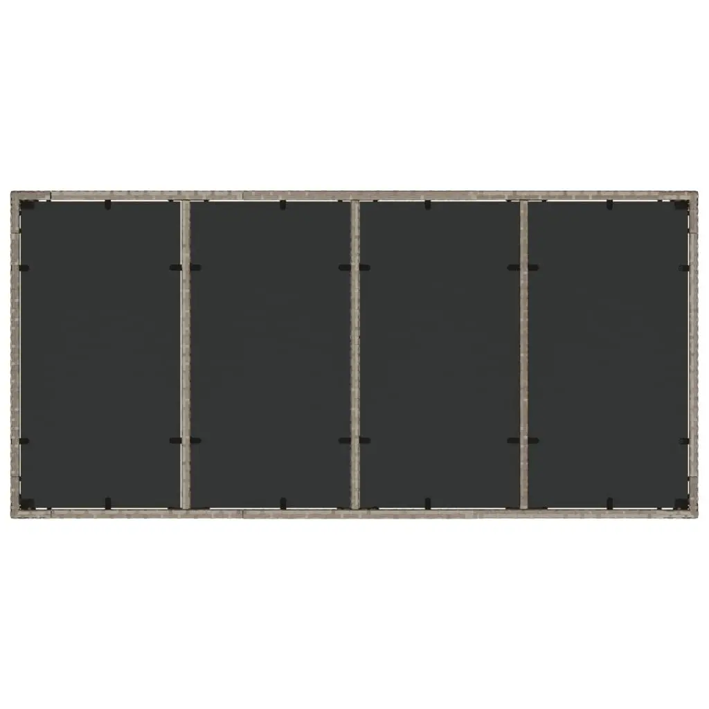 Garden Dining Table Outdoor Furniture 190x90x75cm Grey Poly Rattan Glass Top