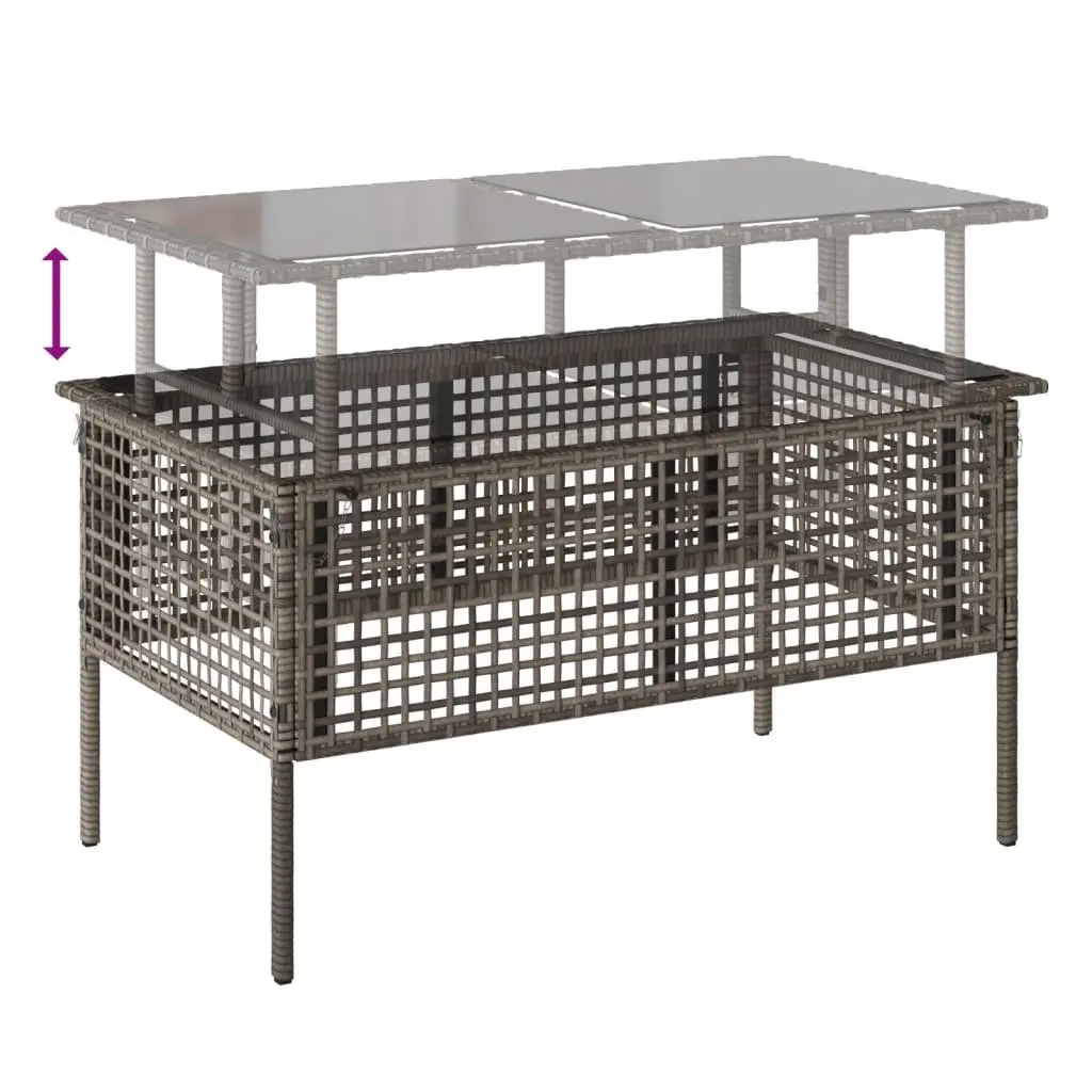 4 Piece Outdoor Garden Sofa Set Grey Poly Rattan Cushioned Seating with Glass Table