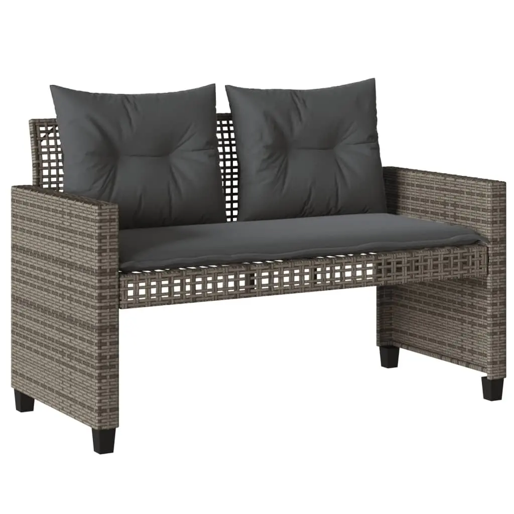 4 Piece Outdoor Garden Sofa Set Grey Poly Rattan Cushioned Seating with Glass Table