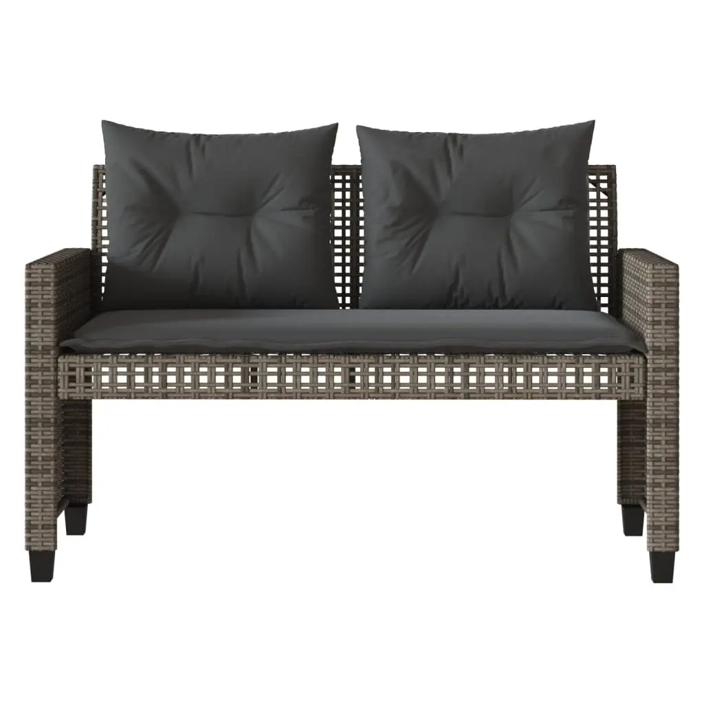 4 Piece Outdoor Garden Sofa Set Grey Poly Rattan Cushioned Seating with Glass Table