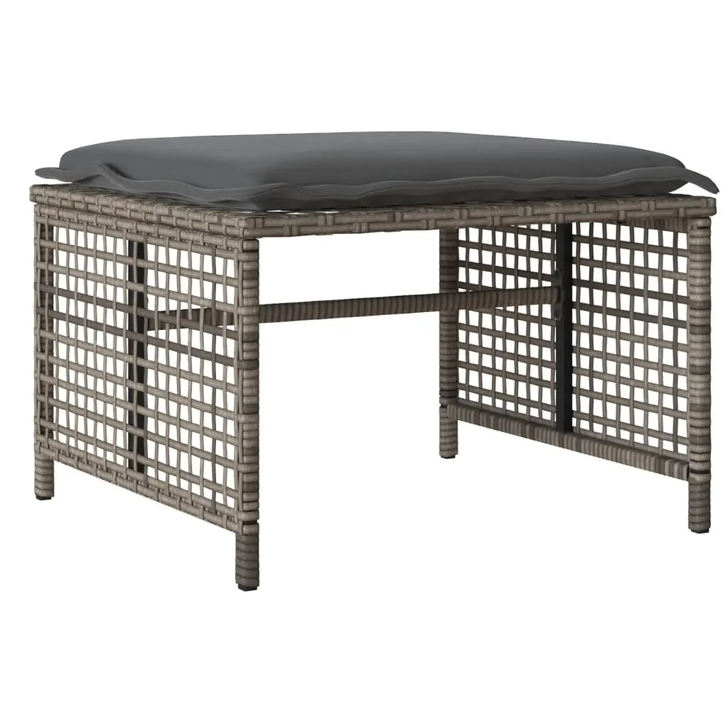 4 Piece Outdoor Garden Sofa Set Grey Poly Rattan Cushioned Seating with Glass Table