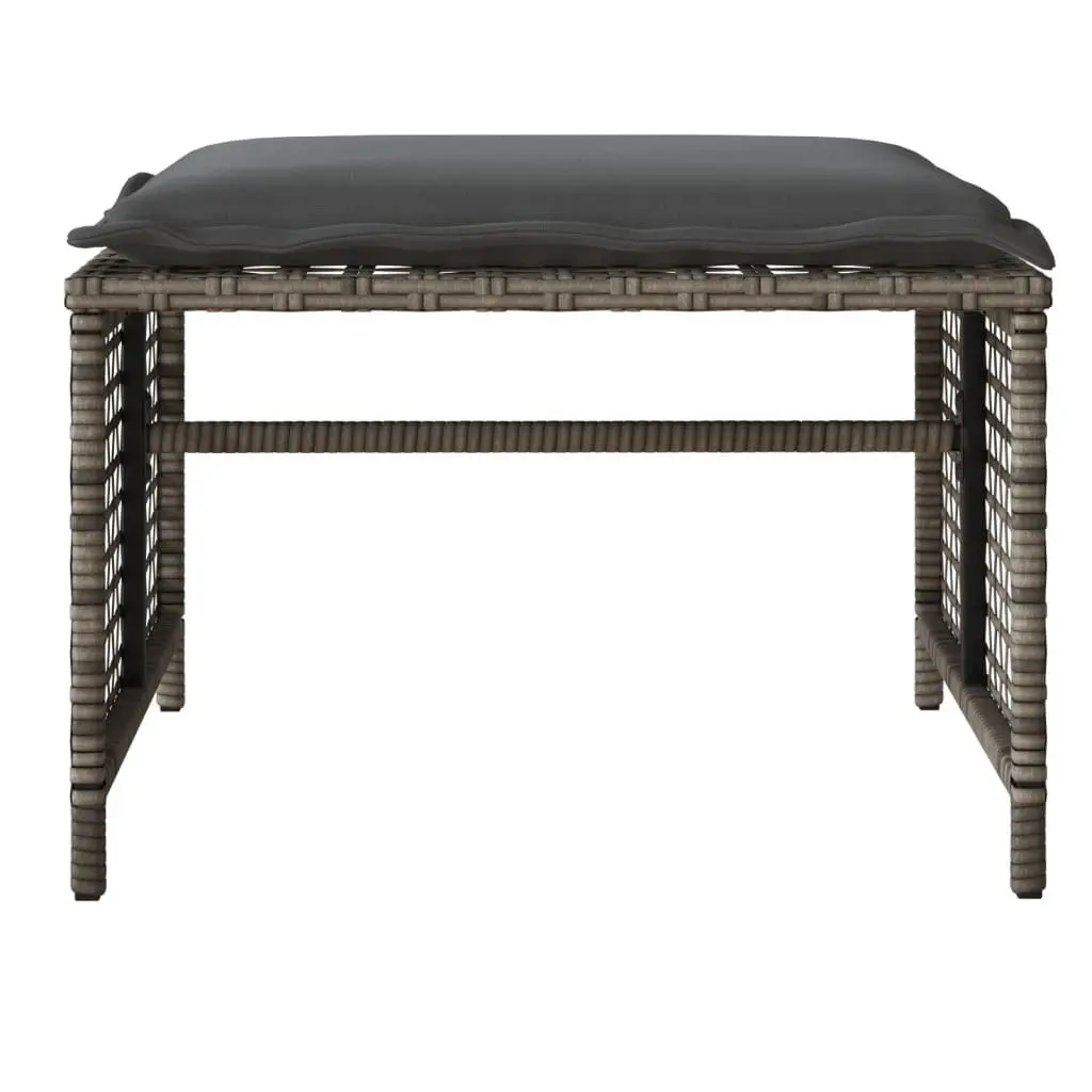 4 Piece Outdoor Garden Sofa Set Grey Poly Rattan Cushioned Seating with Glass Table