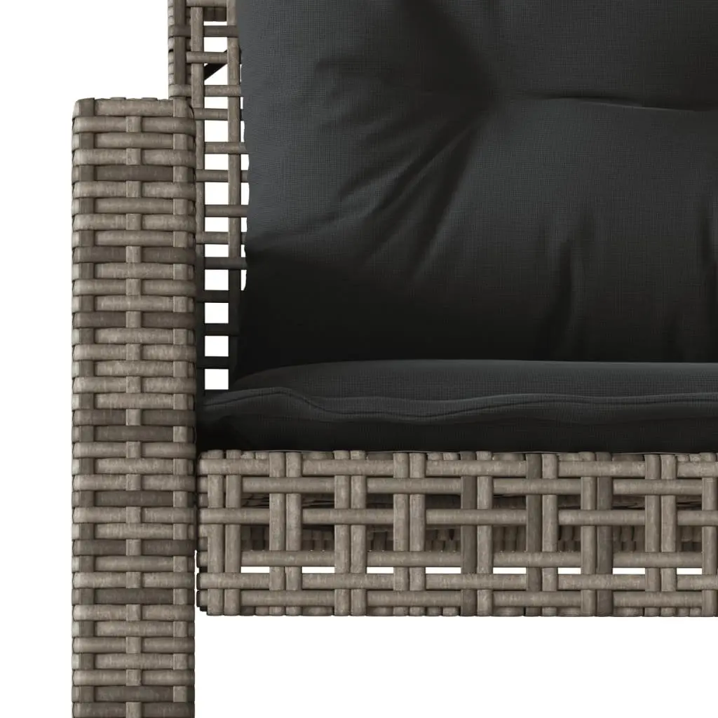 4 Piece Outdoor Garden Sofa Set Grey Poly Rattan Cushioned Seating with Glass Table