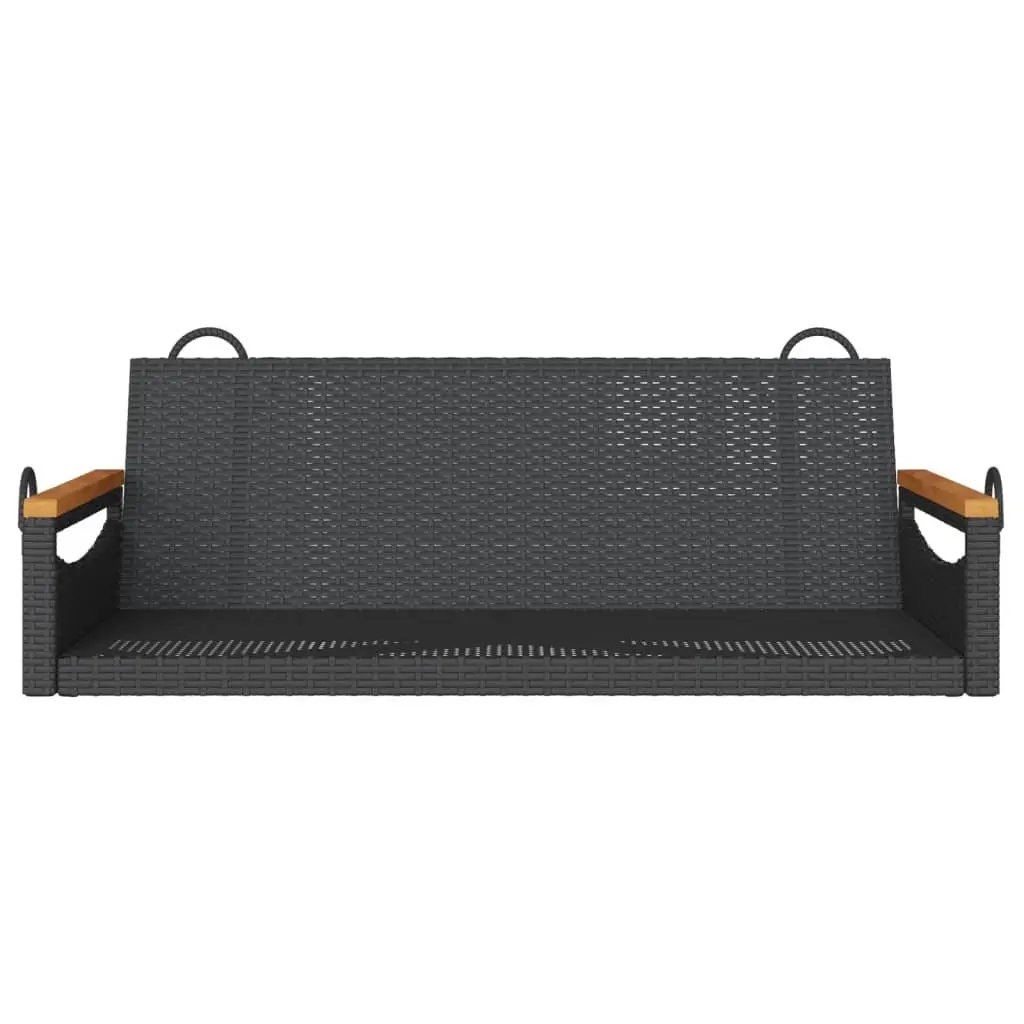 Outdoor Swing Bench Black Garden Hanging Seat Relaxation Poly Rattan Furniture