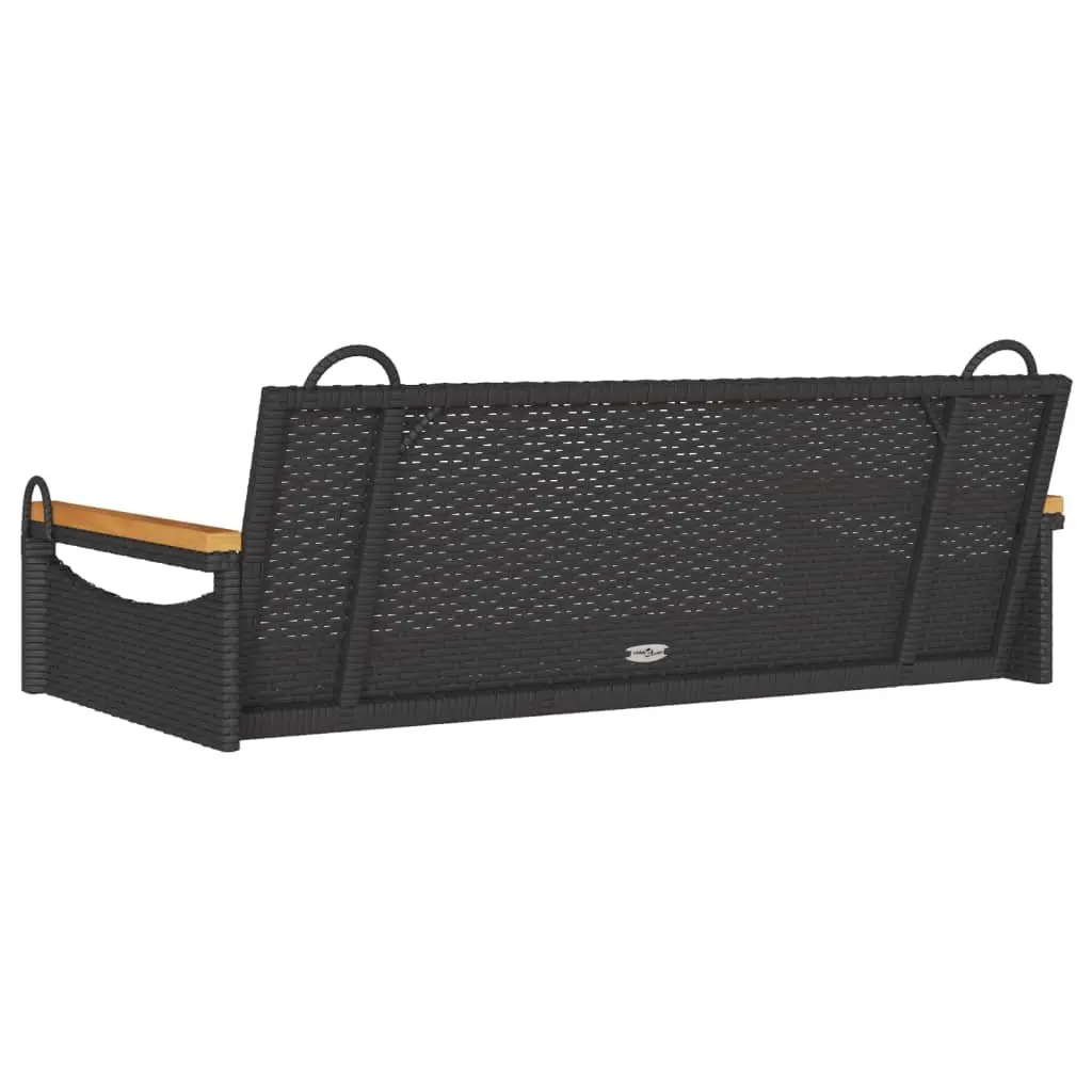 Outdoor Swing Bench Black Garden Hanging Seat Relaxation Poly Rattan Furniture