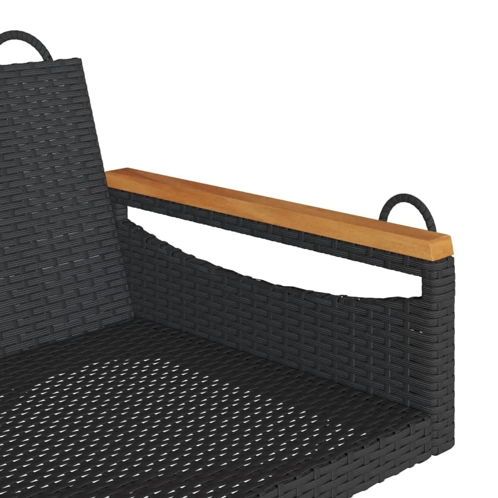 Outdoor Swing Bench Black Garden Hanging Seat Relaxation Poly Rattan Furniture