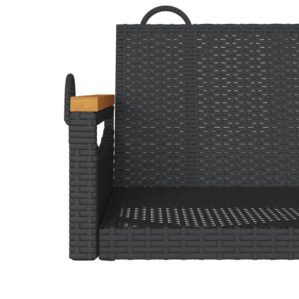 Outdoor Swing Bench Black Garden Hanging Seat Relaxation Poly Rattan Furniture
