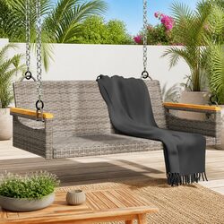 Comfortable and Reliable Grey Swing Bench for Outdoors