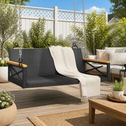 Quality Black Swing Bench for Outdoor Relaxation