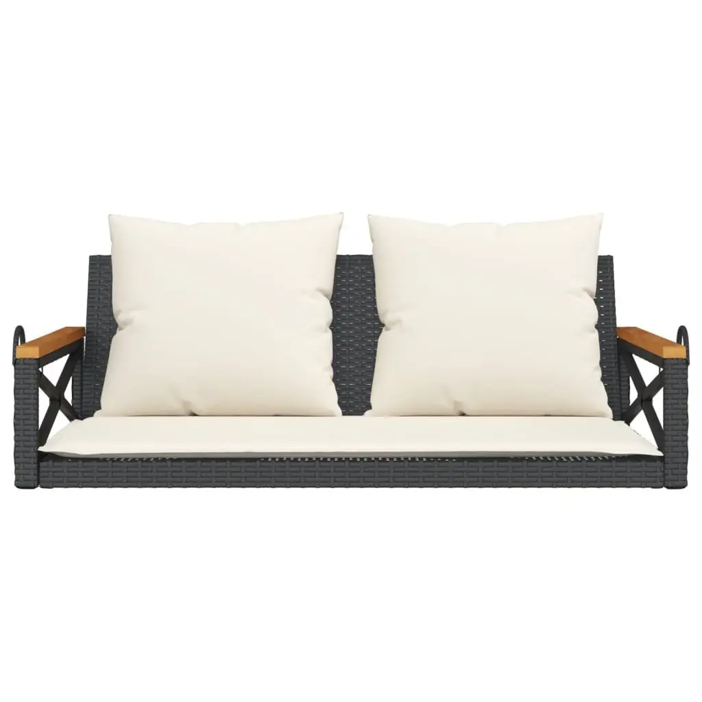 Swing Bench Cushions Outdoor Garden Seating 109cm Black Poly Rattan