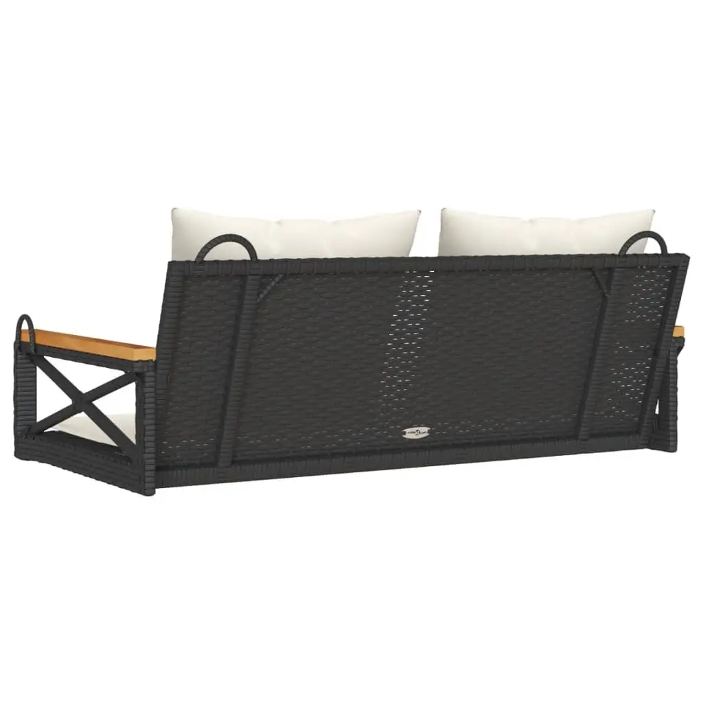 Swing Bench Cushions Outdoor Garden Seating 109cm Black Poly Rattan