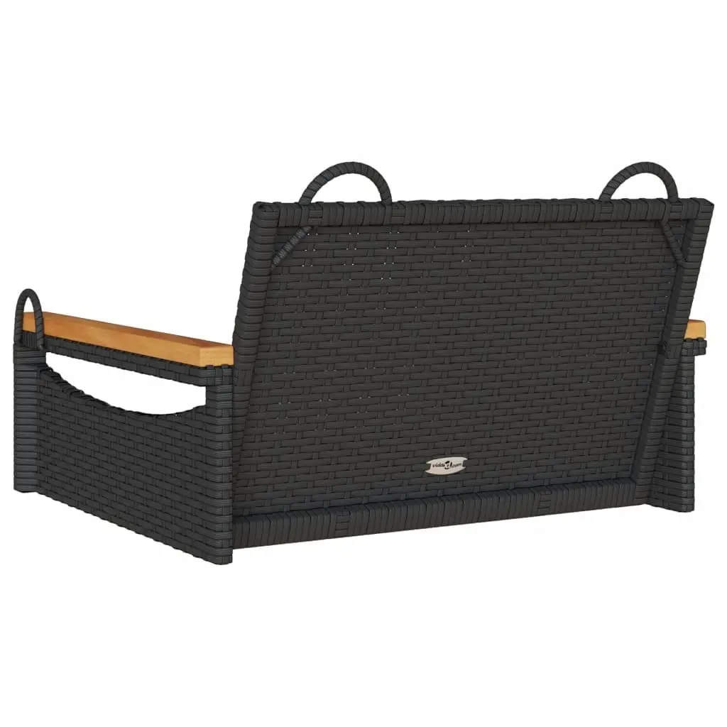 Outdoor Swing Bench Black Poly Rattan Garden Hanging Seat Relaxation Furniture