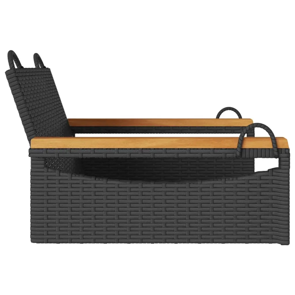 Outdoor Swing Bench Black Poly Rattan Garden Hanging Seat Relaxation Furniture