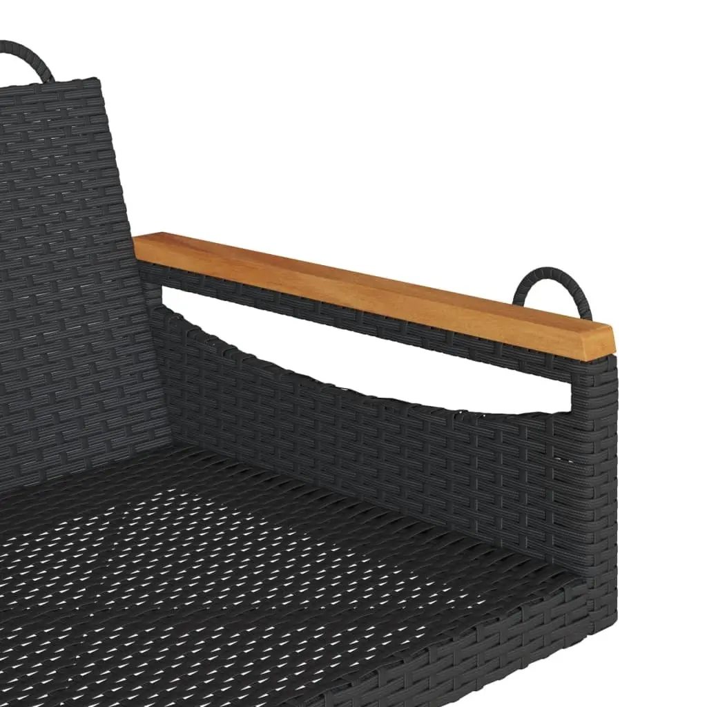 Outdoor Swing Bench Black Poly Rattan Garden Hanging Seat Relaxation Furniture