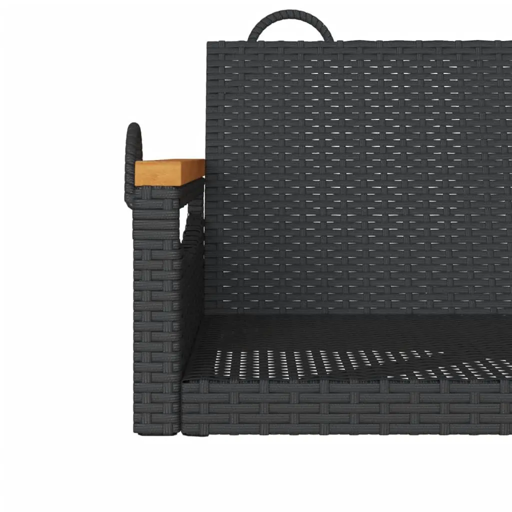 Outdoor Swing Bench Black Poly Rattan Garden Hanging Seat Relaxation Furniture