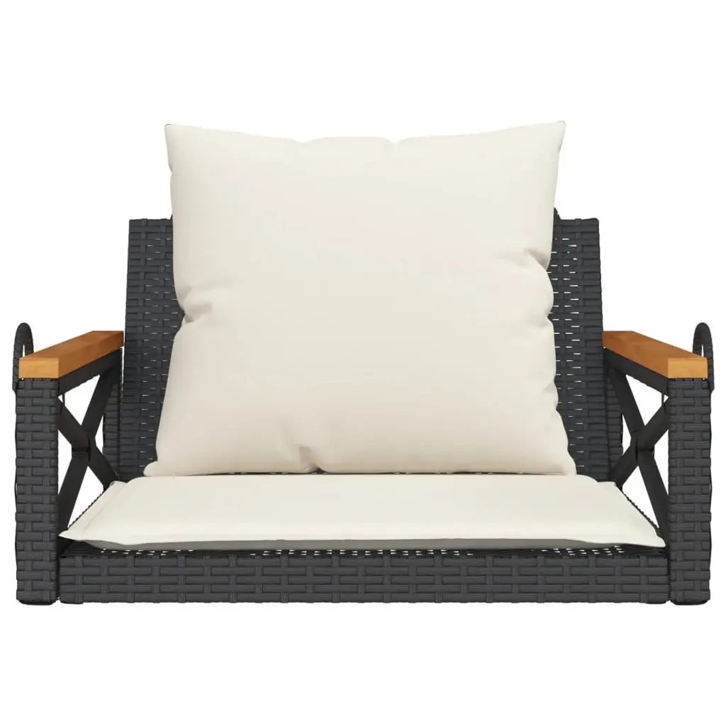 Swing Bench Black Outdoor Seating 63 x 62 x 40 cm Poly Rattan